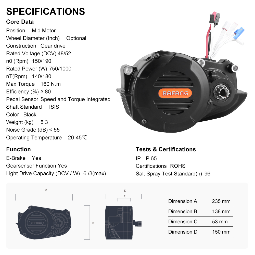 Bafang M620 G510 48V 52V 1000W - Mid Drive Conversion Kit 1000W recensie en prijs