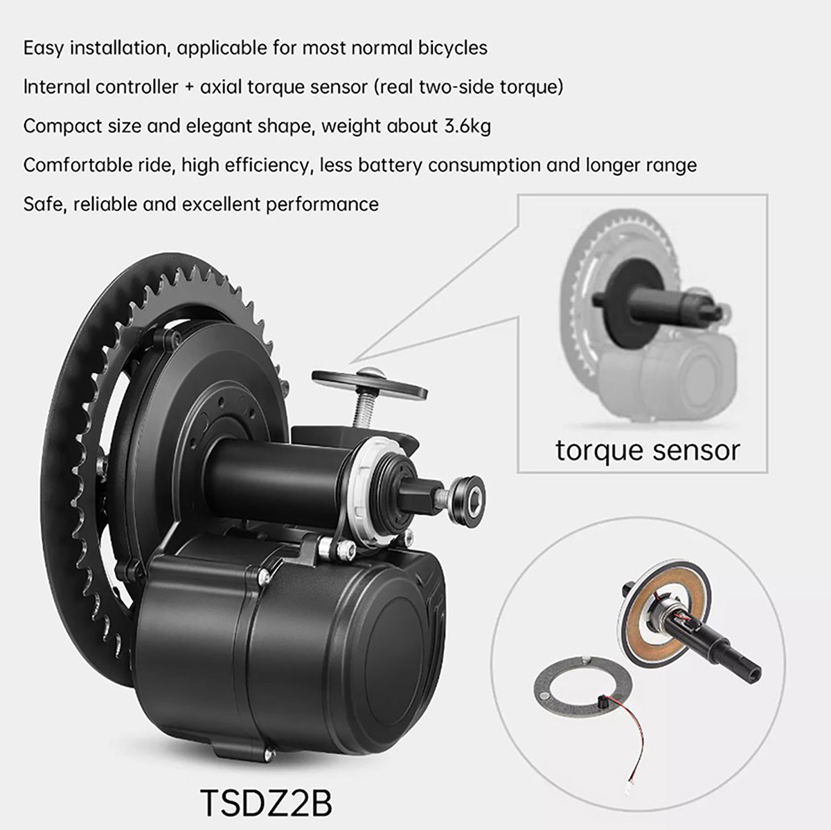 Nieuwe Versie Tongsheng 48V 50 - Torque Sensor Mid Drive Motor Kit recensie en prijs